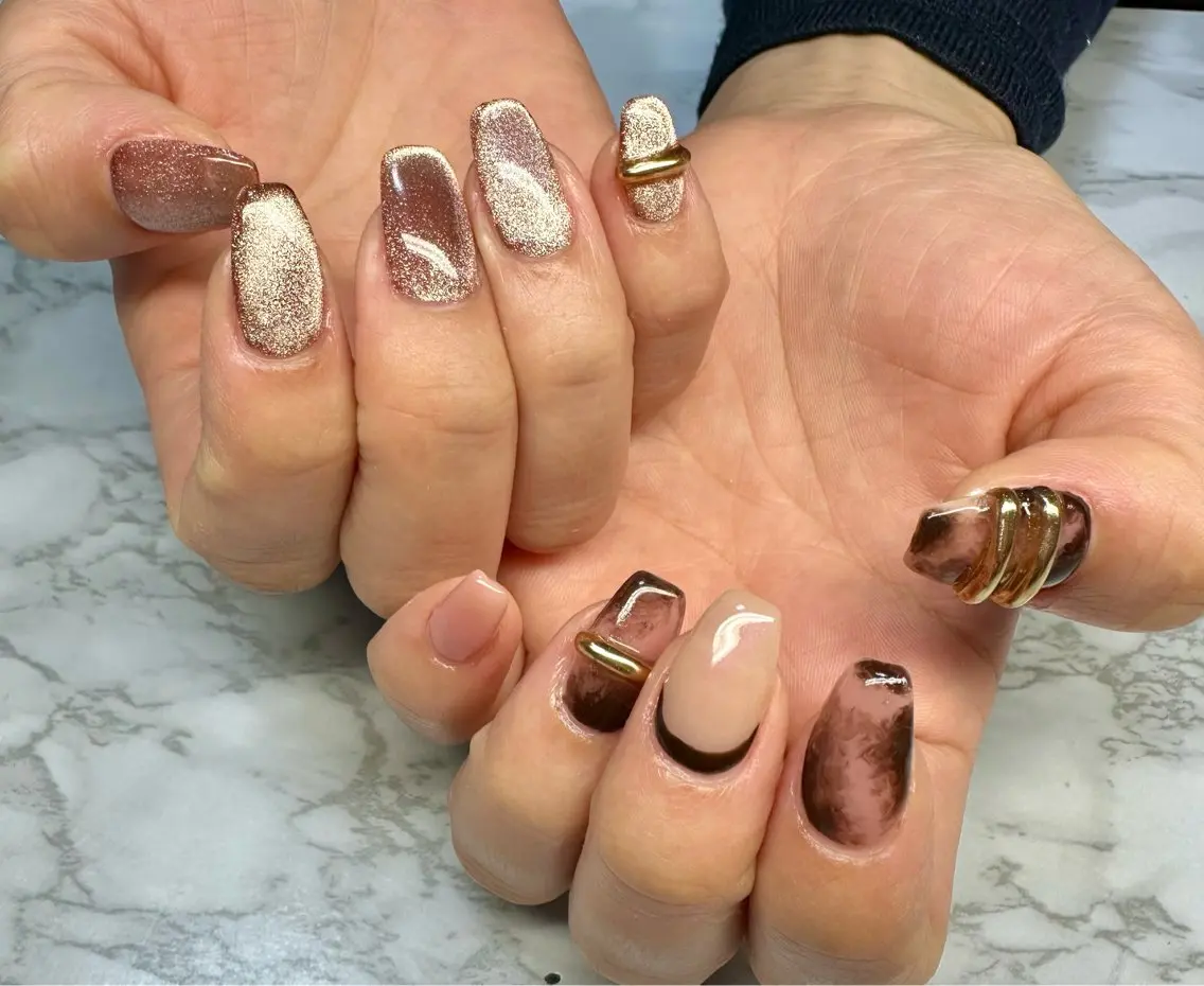 ネイル マグネットネイル ニュアンスネイル 春ネイル Mai’s nailのネイルデザイン