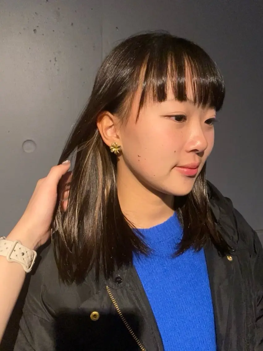 ミディアム 艶暖色カラー🍒 縮毛矯正ほののヘアスタイル