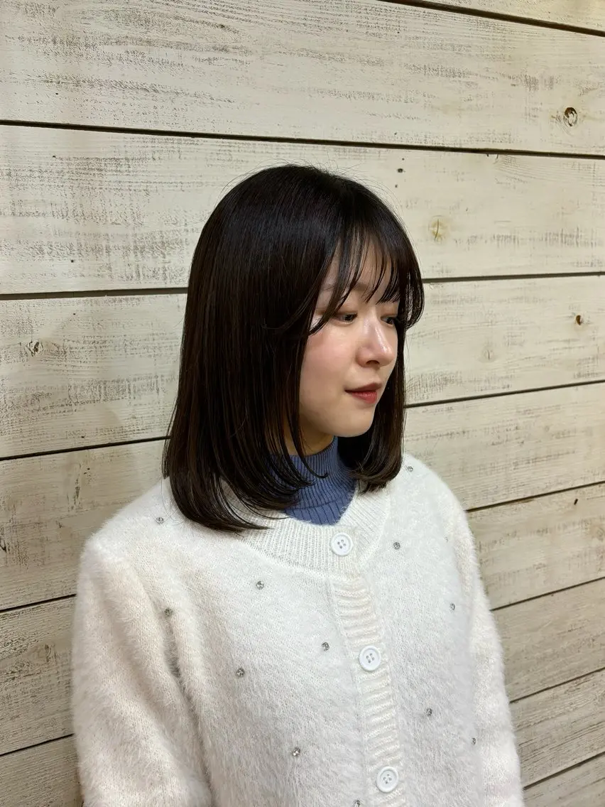 ミディアム 顔周りカット レイヤーカット ローレイヤー カット 清野　花音/ メンズのヘアスタイル