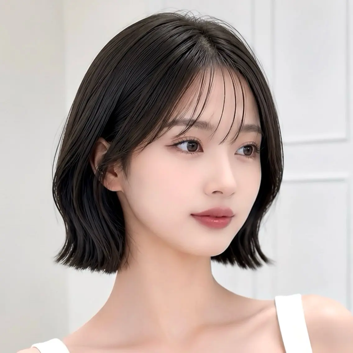 ショート 切りっぱなしボブ ボブ くびれヘア 韓国風ヘア 外ハネヘア カット 韓国ボブ/縮毛矯正 似合わせ/神山のヘアスタイル