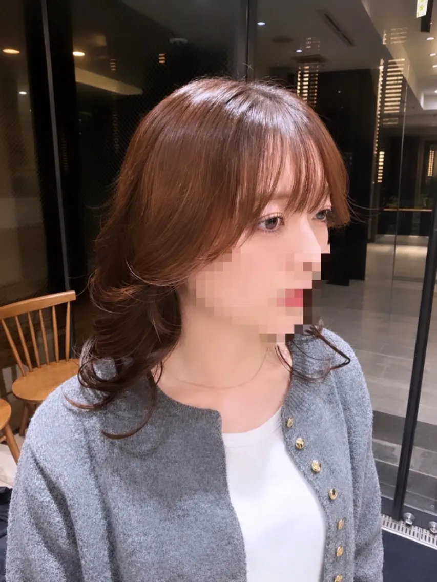 ミディアム 顔周りカット 小顔カット ヘアセット 似合わせ艶カラー❄️ / 𝑲𝑶𝑻𝑨のヘアスタイル
