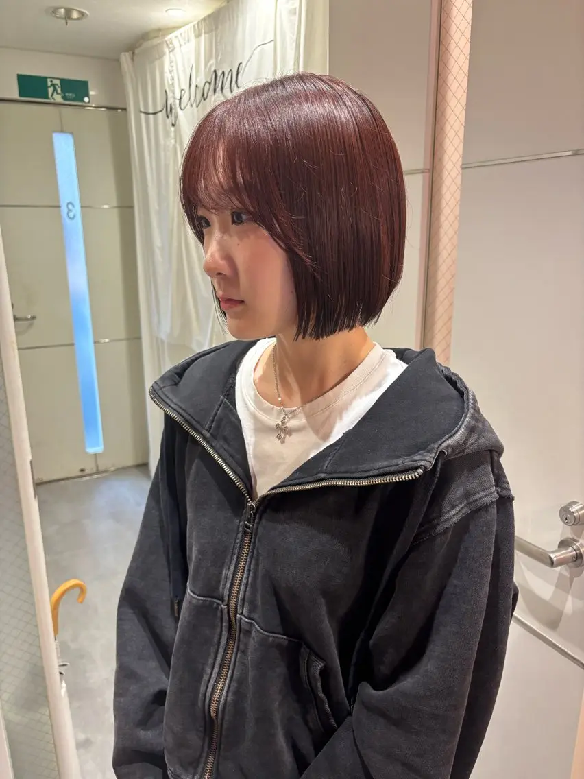 ショート カラー ヘアアレンジ ボブ 【韓国ヘア/透明感 カラー】makotoのヘアスタイル