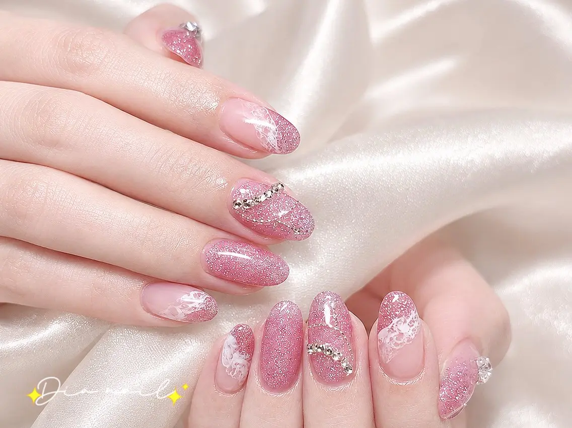 ネイル フットネイル 韓国ネイル レース マグネットネイル ニュアンスネイル ハンドネイル Dia nail サロンのネイルデザイン