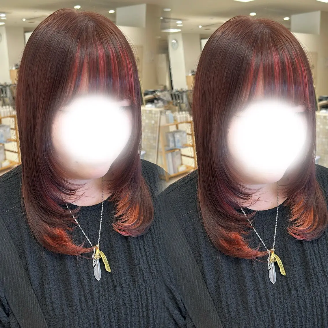 ミディアム レイヤーカット カット トリートメント ヘアセット ベージュ/つや/ レイヤー/ゆいなのヘアスタイル