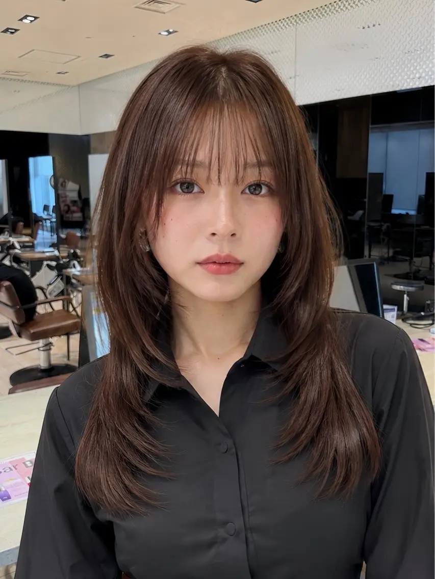セミロング レイヤーカット カット ヘッドスパ 透明感カラー/韓国レ イヤー/宮下知也のヘアスタイル