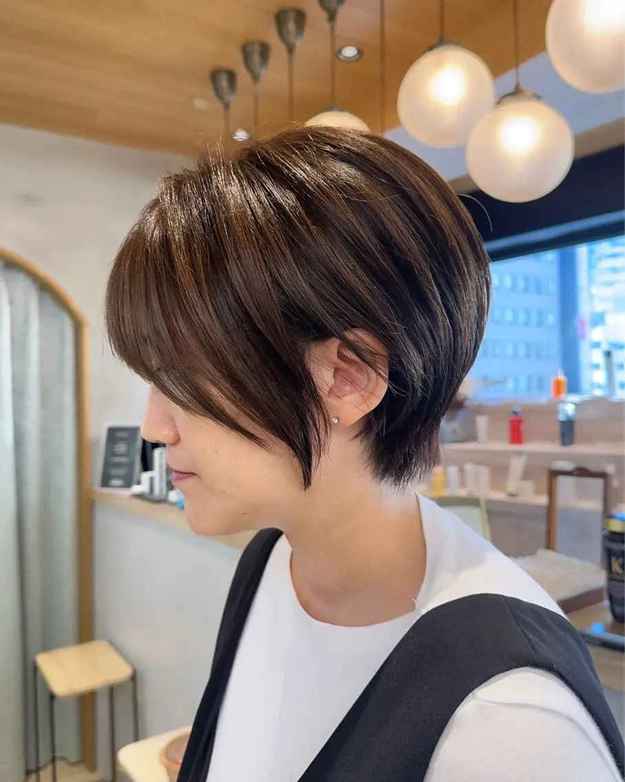ショート カラー ショートヘア 巻ける縮毛矯正✨ ボブ/ショートともきのヘアスタイル