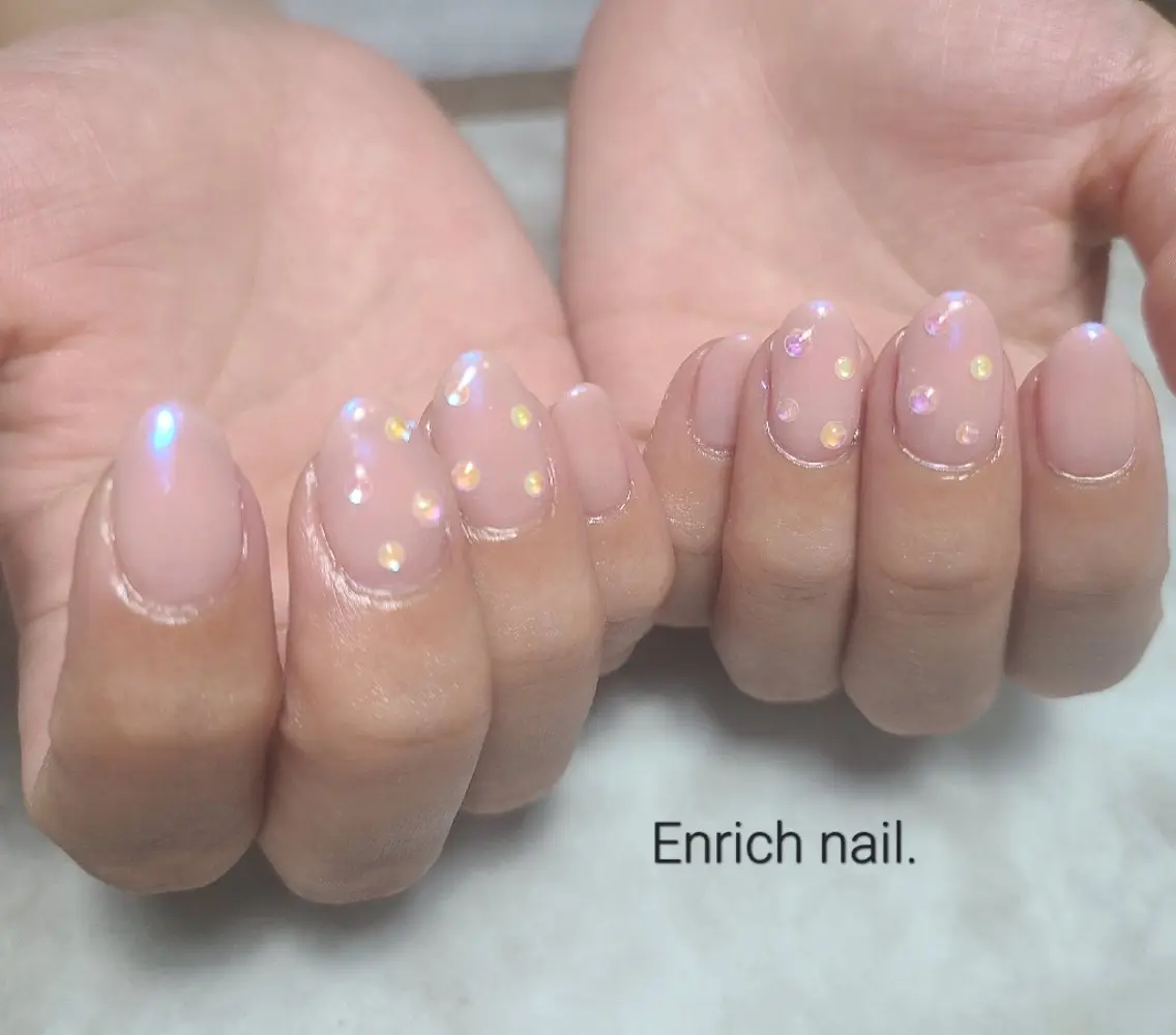ネイル ミラーネイル ワンカラーネイル ストーンネイル ハンドネイル Enrichnail エンリッチネイルのネイルデザイン