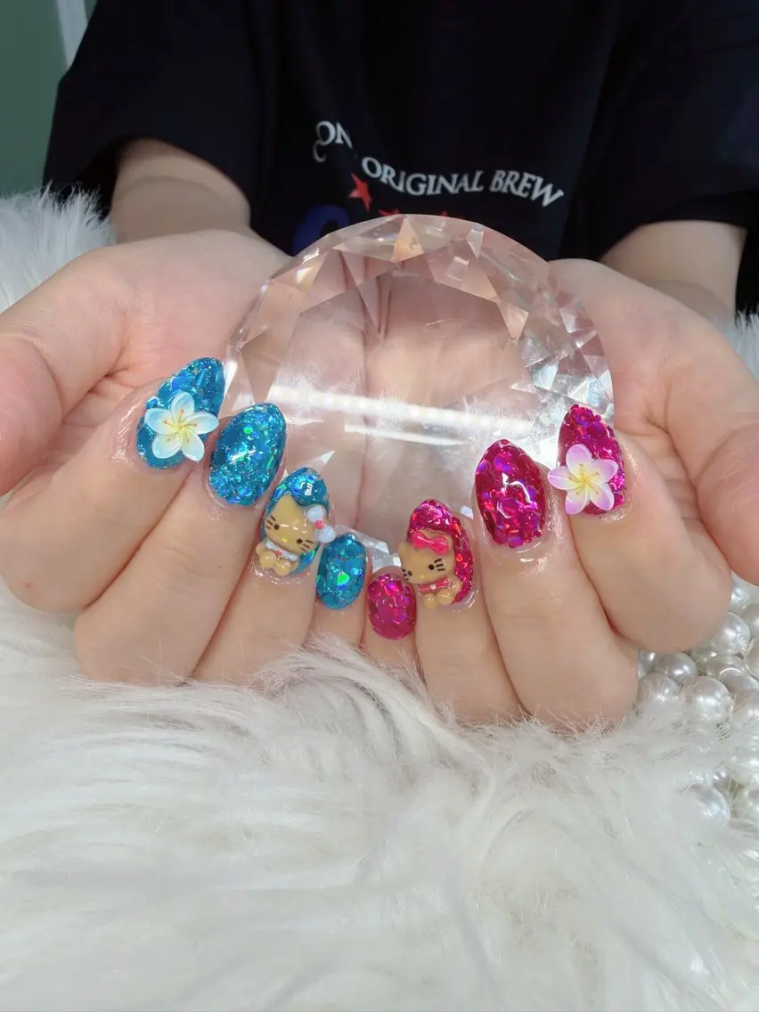 ネイル アートネイル オーロラネイル チークネイル 長さ出し フットネイル ハンドネイル Chan nailsのネイルデザイン