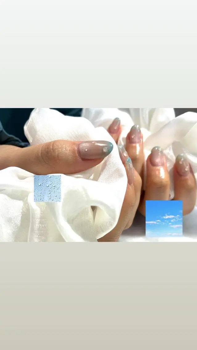 ネイル グラデーション 水色 マグネットネイル ハンドネイル KAMUICRAF 厚別区ネイルのネイルデザイン