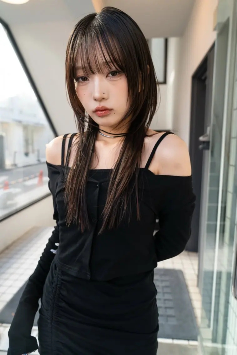 【𝐭𝐨𝐧𝐞 𝐝𝐨𝐰𝐧】ブリーチなしのワンカラー🩶(透明感たっぷり暗髪カラー💋)の写真