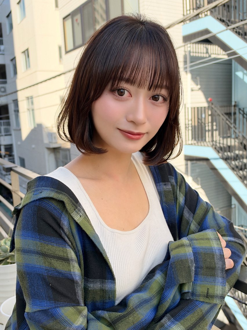 ミディアム カラー カット ヘアカラー ボブ/レイヤーカット 縮毛矯正/武田涼のヘアスタイル