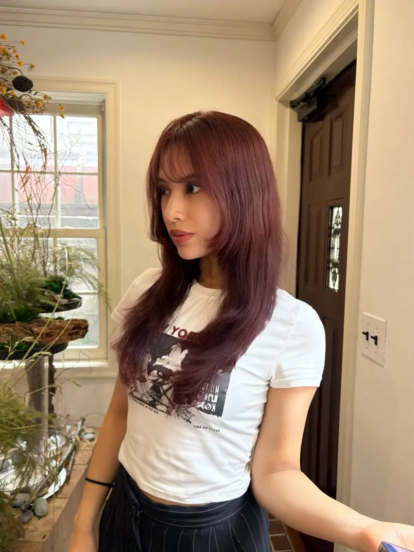 ロング カラー レッドカラー 管原 空和のヘアスタイル
