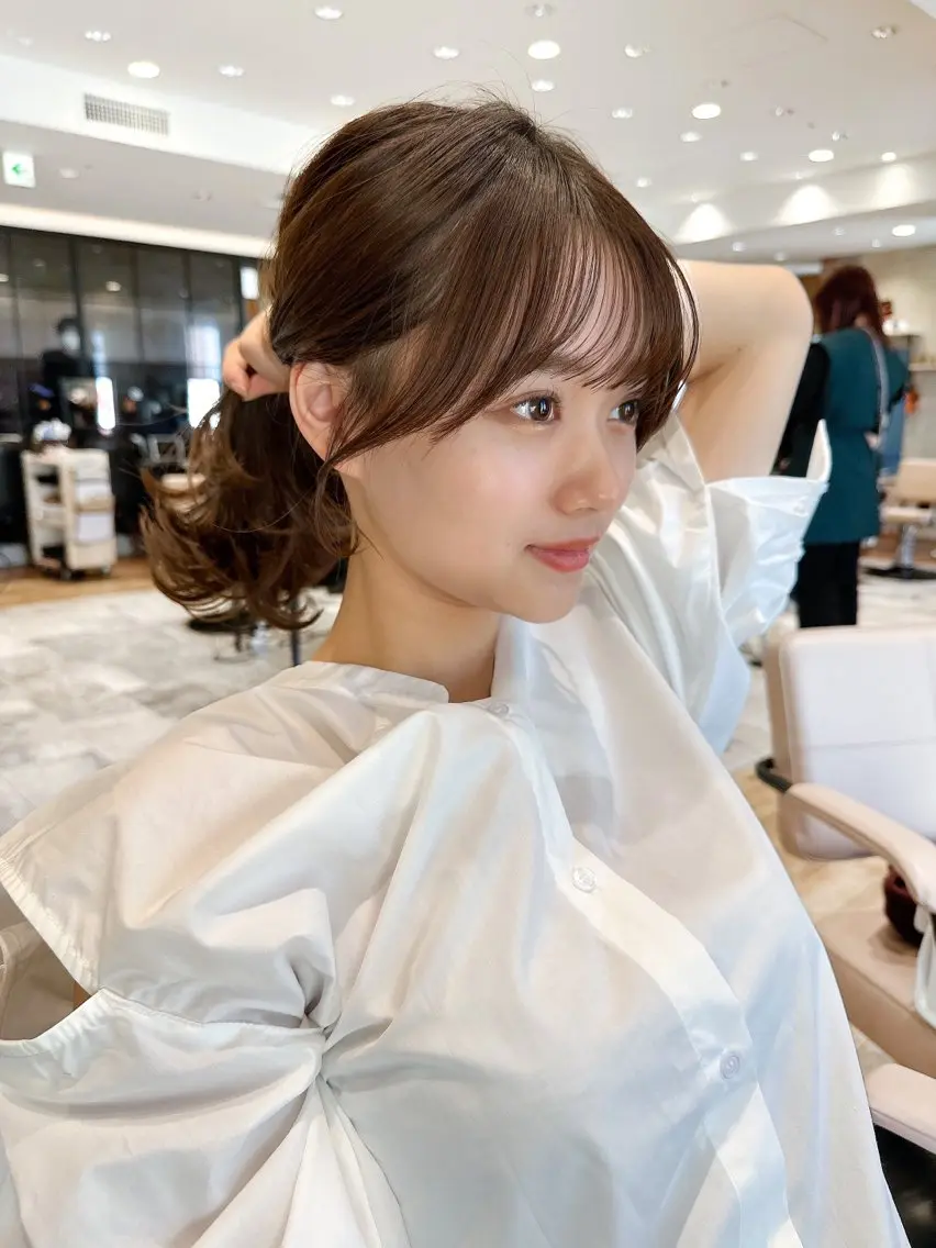 セミロング カラー ベージュカラー ブラウンカラー ブラウンベージュ くびれヘア 顔周りカット カット トリートメント 顔周り/くびれヘア 韓国ヘア💕風間るなのヘアスタイル