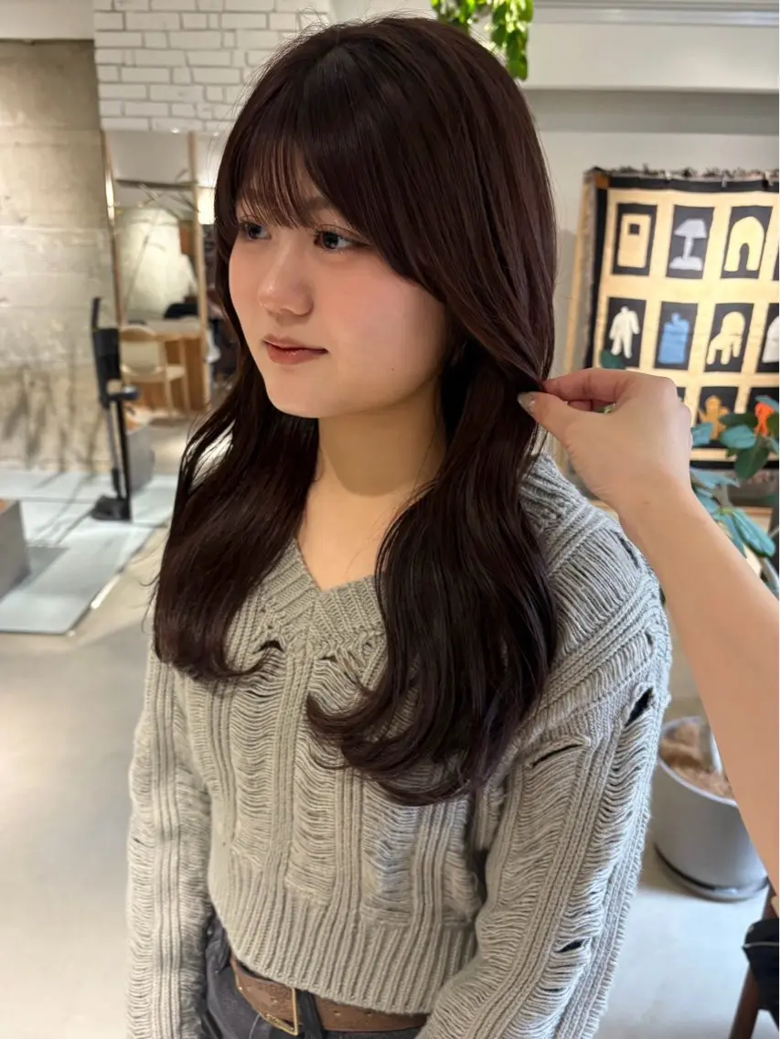 ロング カラー ブラウンカラー ピンクカラー カット ヘアカラー トリートメント yuki ♡のヘアスタイル