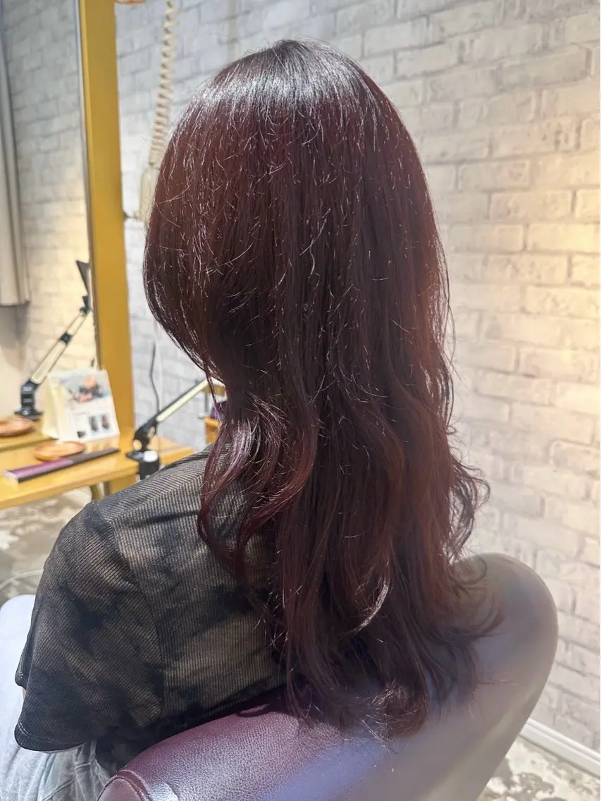 ロング カラー ブラウンカラー カシス カット ヘアカラー Saki💛心斎橋 髪質改善/艶カラーのヘアスタイル