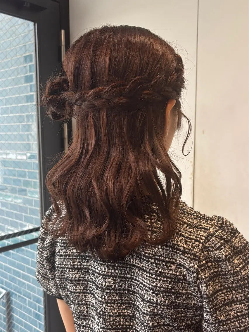 セミロング ヘアアレンジ ヘアセット ヘアアレンジ/ 透明感/あみ🫧🎶のヘアスタイル