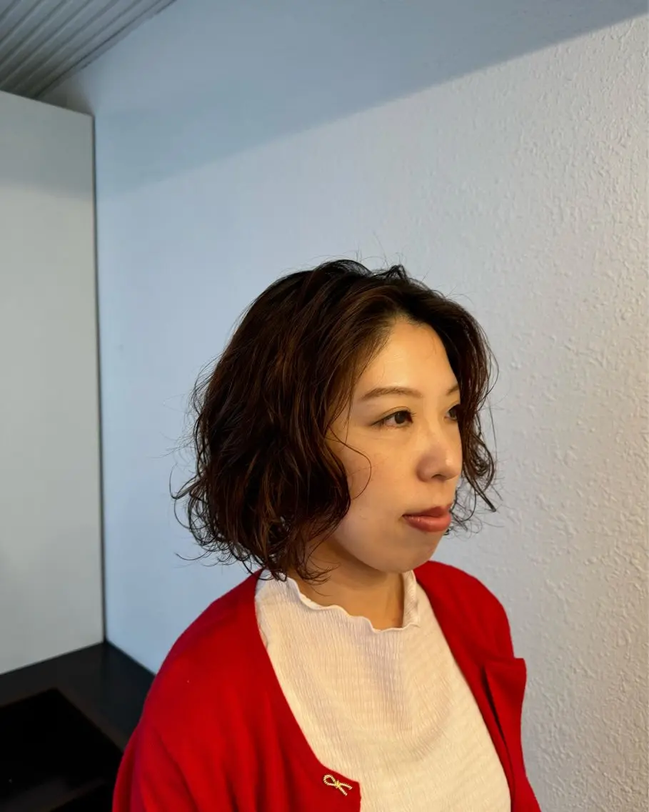 ミディアム カット パーマ ヘッドスパ ヘアセット 【店長】ショート 似合わせ🦩相羽里美のヘアスタイル