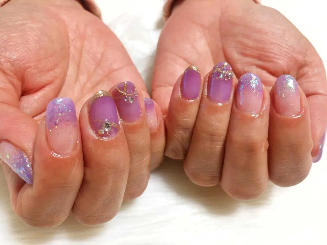ネイル クリアネイル パープル nouva nailsのネイルデザイン
