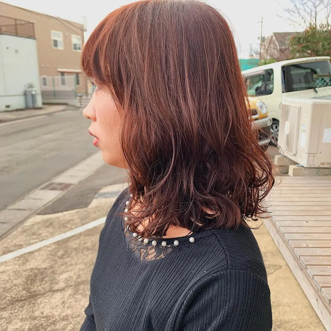 ミディアム カラー パーマ 中川 竜誠のヘアスタイル