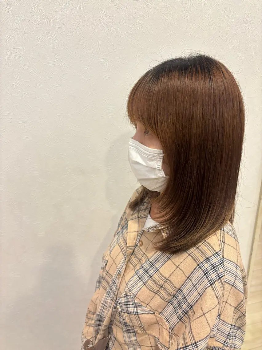 ミディアム 顔周りカット レイヤーカット 原口 れいなのヘアスタイル