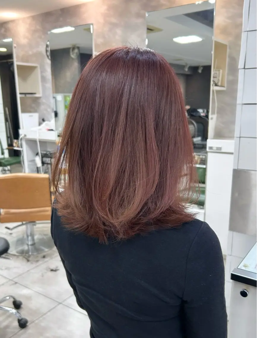セミロング カット ヘアカラー レイヤー/艶髪カラー 森本くるみのヘアスタイル