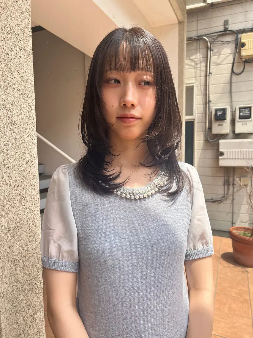 ミディアム カット トリートメント 髪質改善透明感カラー 💎YUI💎のヘアスタイル