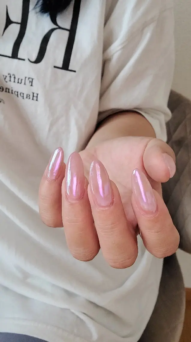 ネイル オーロラネイル ワンカラーネイル ピンク Nailroom3  古屋のネイルデザイン