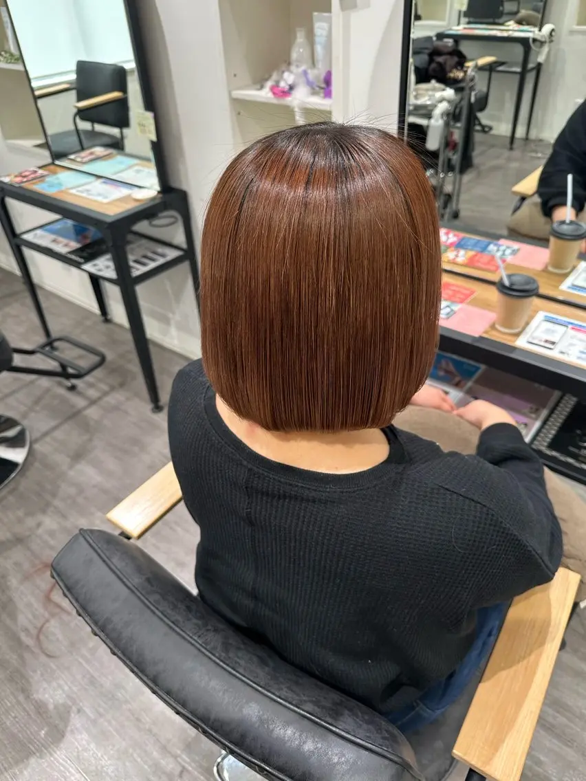 ミディアム パーマ 酸性ストレート ストレートパーマ カット 縮毛矯正 トリートメント 艶髪レイヤー上田 紗也🇰🇷💗のヘアスタイル