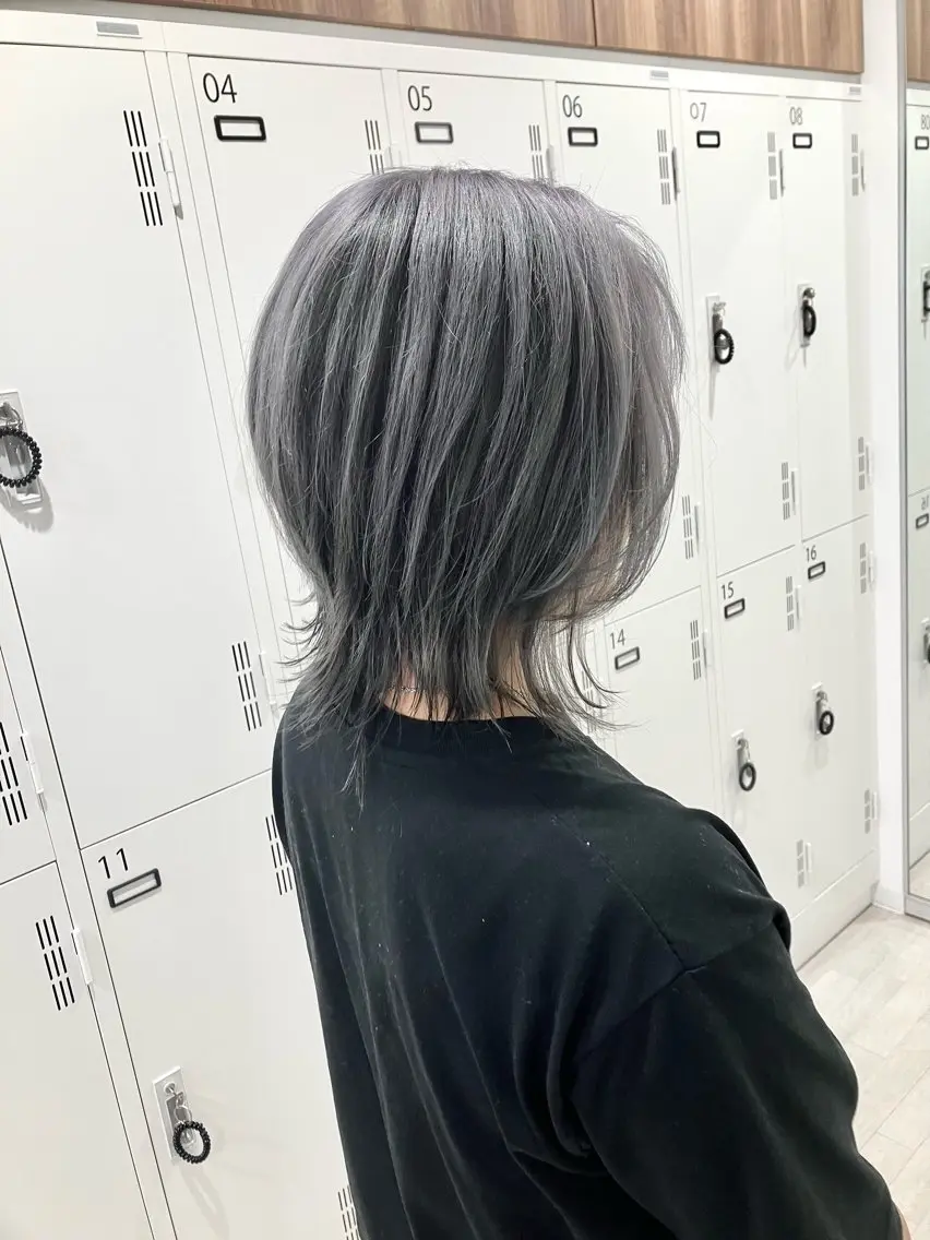 ミディアム カラー ヘアカラー 雅/ダブルカラー/ 白髪ぼかしハイライトのヘアスタイル