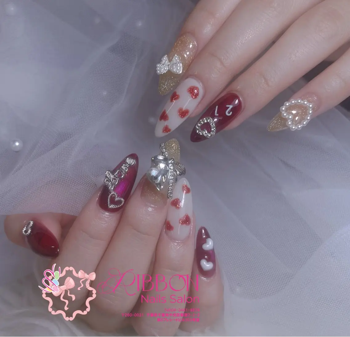 ネイル フットネイル フレンチネイル ジェルネイル マグネットネイル 持ち込み ハンドネイル Ribbonnail salonのネイルデザイン