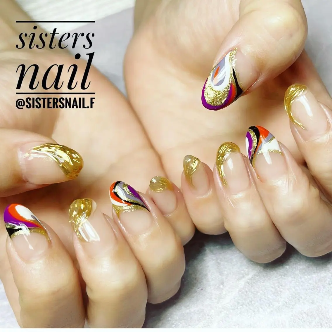 ネイル アートネイル フレンチネイル グラデーション ハロウィン ミラーネイル ハンドネイル ハンドケア sisters nail.fのネイルデザイン