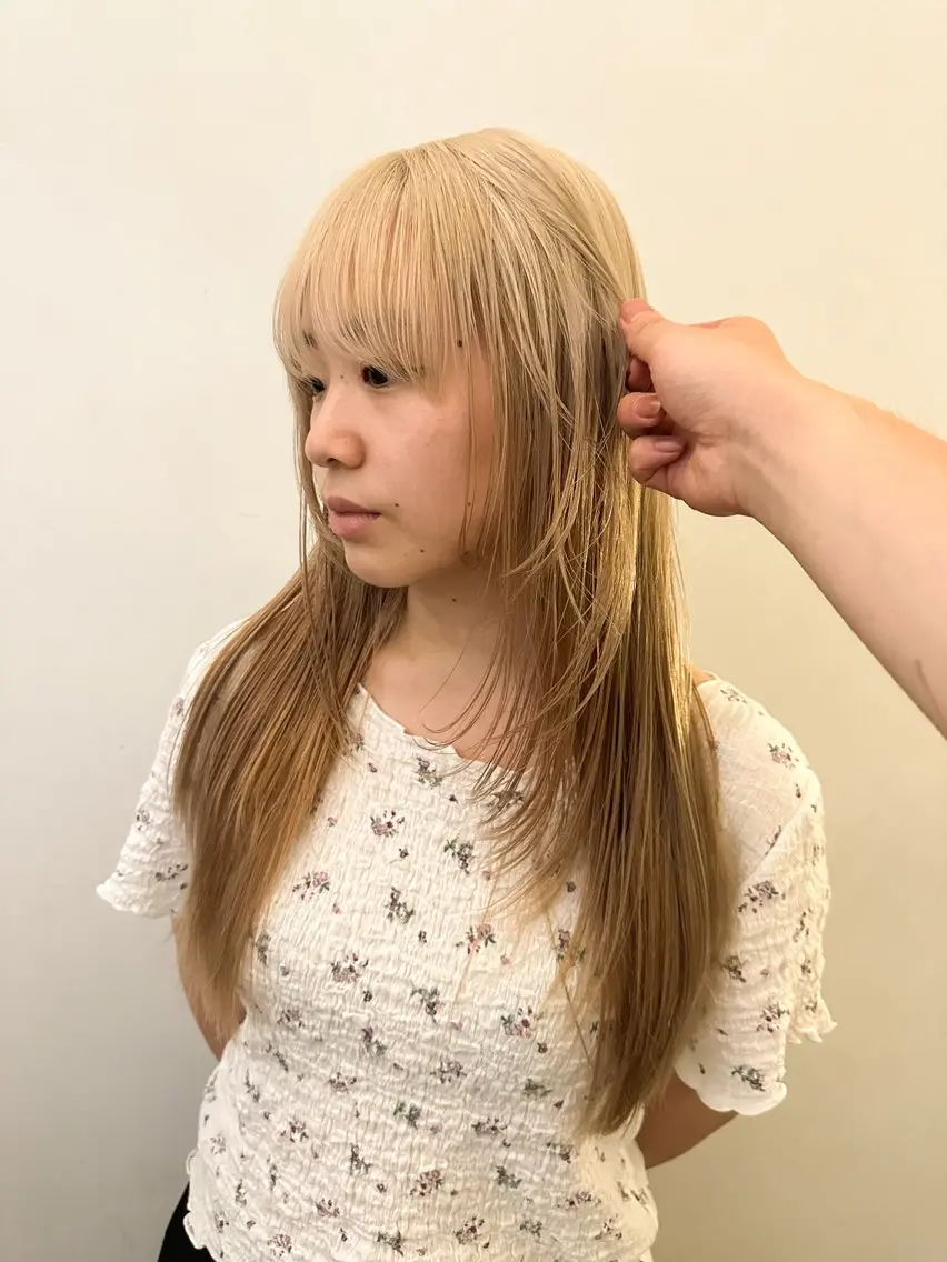 ロング カラー デザインカラー ハイライト🌟/ ボブ/豊田のヘアスタイル
