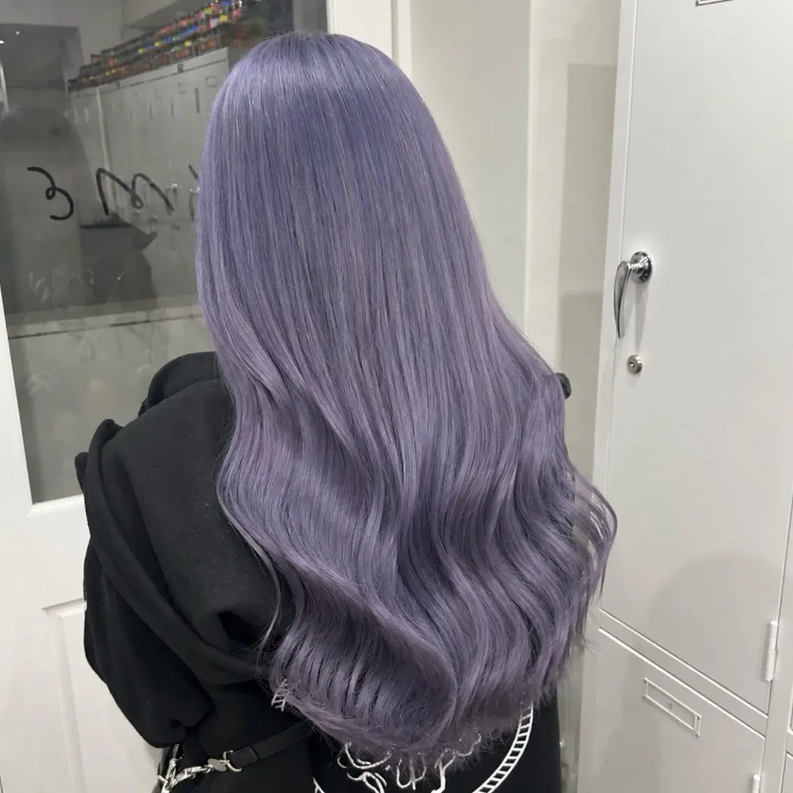 セミロング カラー ヘアアレンジ ラベンダーカラー ヘアカラー 🎀ブリーチ×艶髪 🎀 ♡さや♡のヘアスタイル