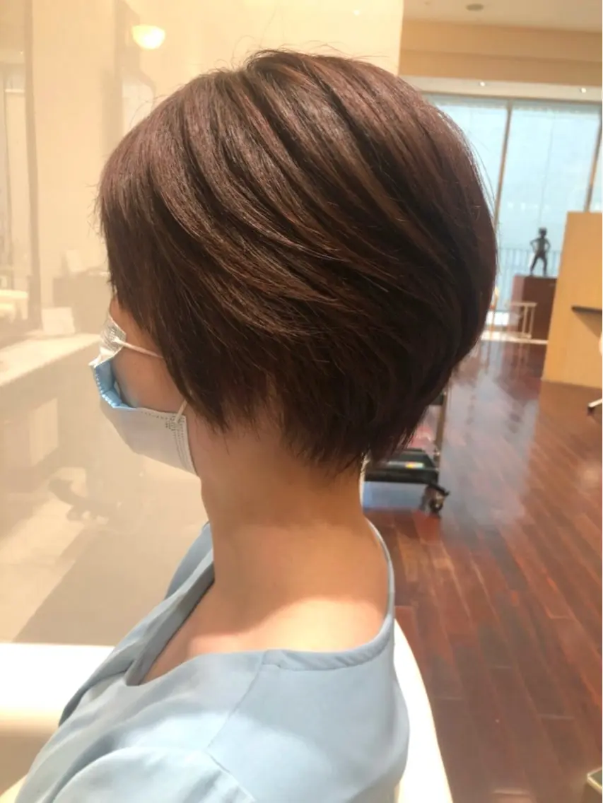 ショート カラー アッシュ ショートヘア カット 梅田茶屋町ヘッドスパ ＆艶カラー　りほのヘアスタイル