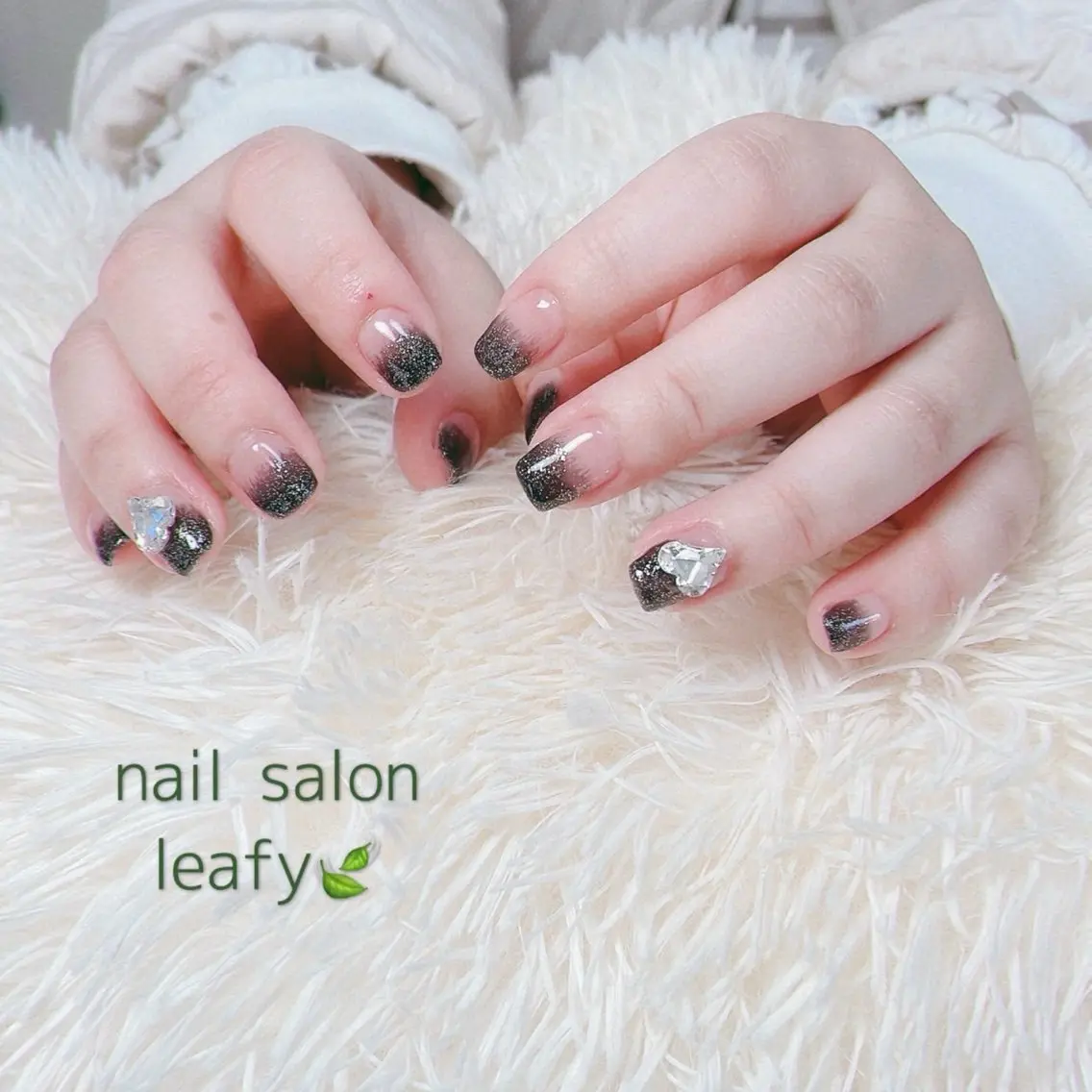 ネイル ハート ラメ(グリッター) ネイルサロン leafyのネイルデザイン
