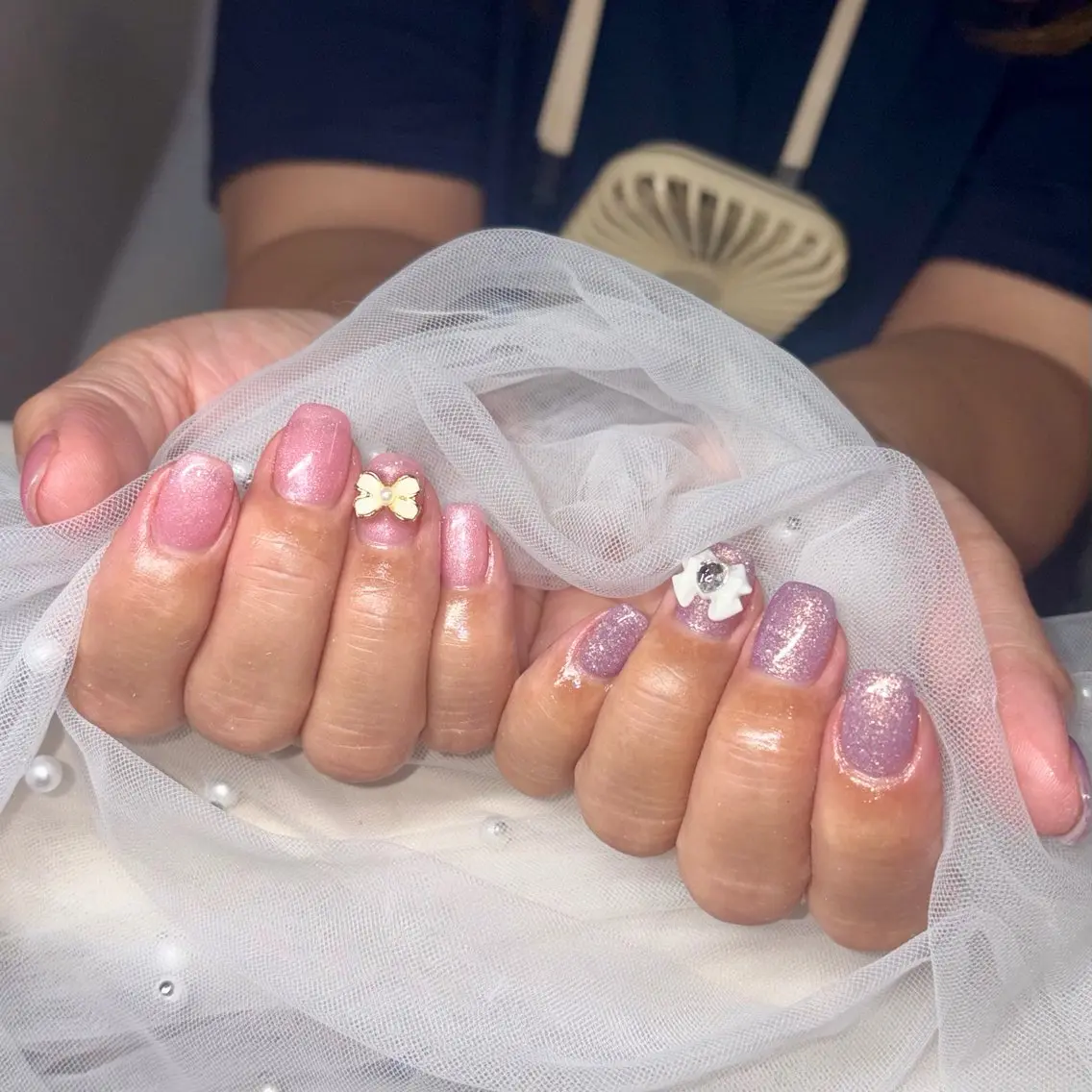 ネイル ピンク パープル ハンドネイル y's beauty京橋店のネイルデザイン