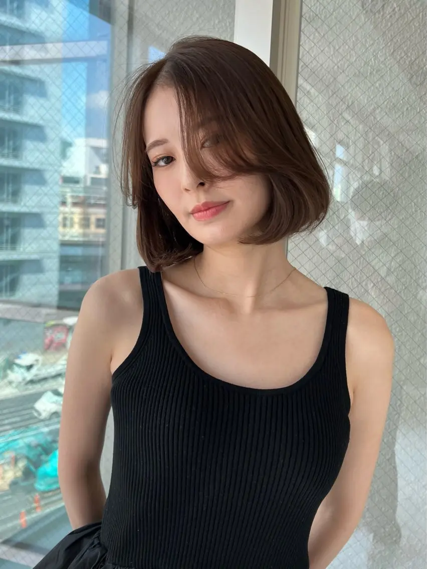 ミディアム カラー ボブ 韓国風ヘア カット ヘアカラー トリートメント ボブ・レイヤーカット 吉敷航一のヘアスタイル