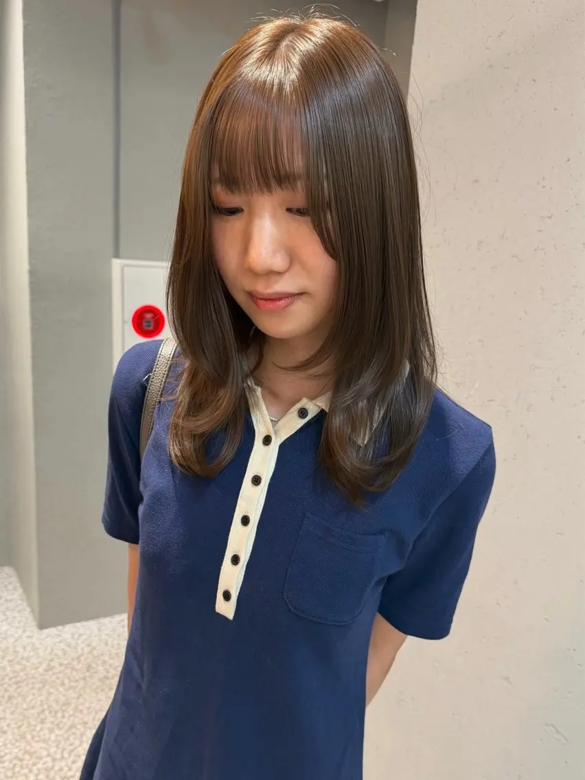 セミロング カラー ブリーチ ブリーチなしカラー 髪質改善 カット ヘアカラー トリートメント KAITO/艶カラー /髪質改善カラーのヘアスタイル
