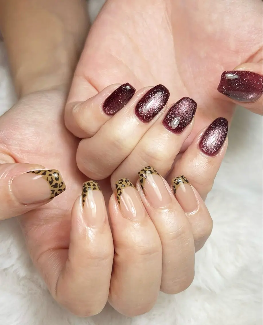 ネイル アニマル柄 成人式 マグネットネイル 冬ネイル ハンドネイル ✾ NailRoom Latina🌻💓のネイルデザイン