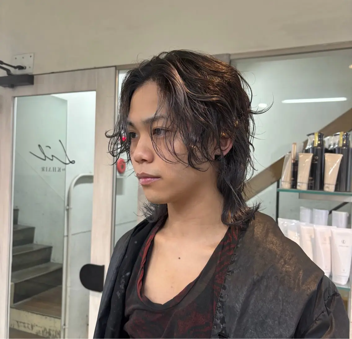 ミディアム パーマ メンズ カット パーマ 谷昂将　メンズ梅田 /パーマ/フェザーのヘアスタイル