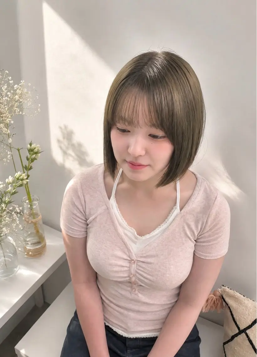 ミディアム カラー ベージュカラー ブリーチ オリーブベージュ ヘアカラー トリートメント ゆうひ🎀艶カラー/ ヘアメ/チョコカラーのヘアスタイル
