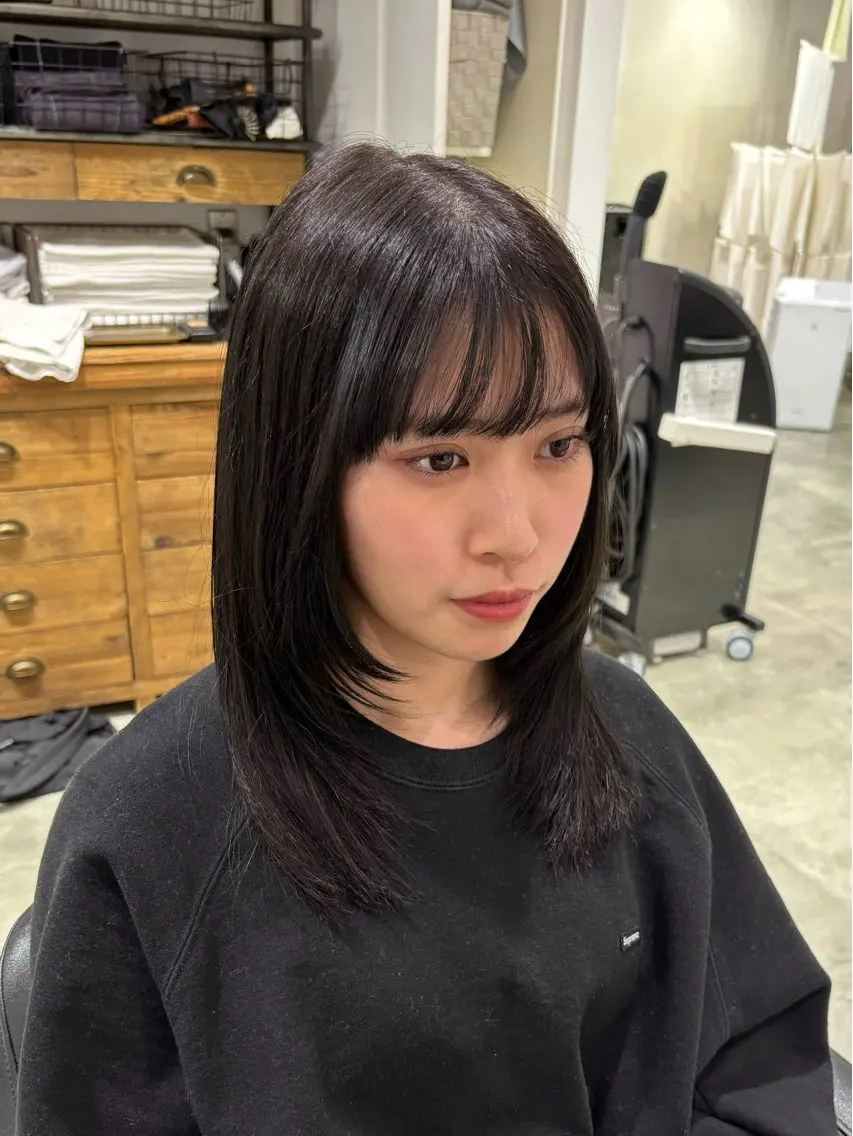 セミロング 顔周りカット レイヤーカット 似合わせカット /ニュアンスパーマのヘアスタイル