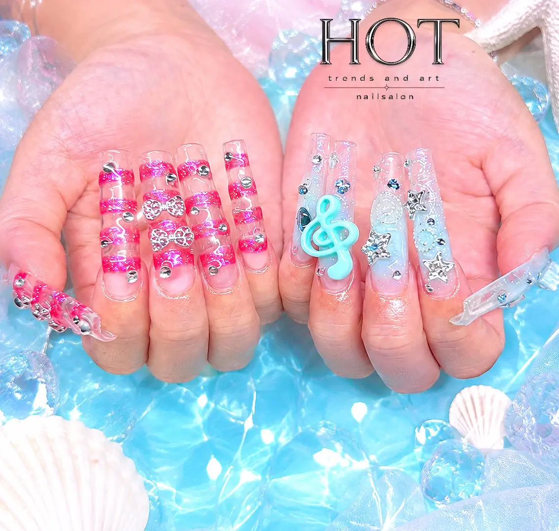 ネイル アートネイル オーロラネイル クリアネイル 長さ出し フレンチネイル ハンドネイル HOT Nail Salonのネイルデザイン