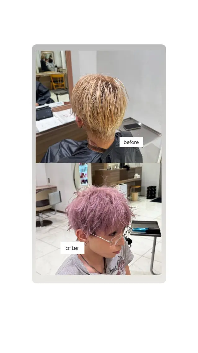 ショート ヘアカラー トリートメント ヘッドスパ ヘアセット 韓国風カラー/ 艶感縮毛/莉々加のヘアスタイル