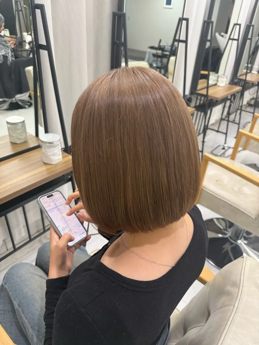 ミディアム ヘアカラー 上原 帆央のヘアスタイル