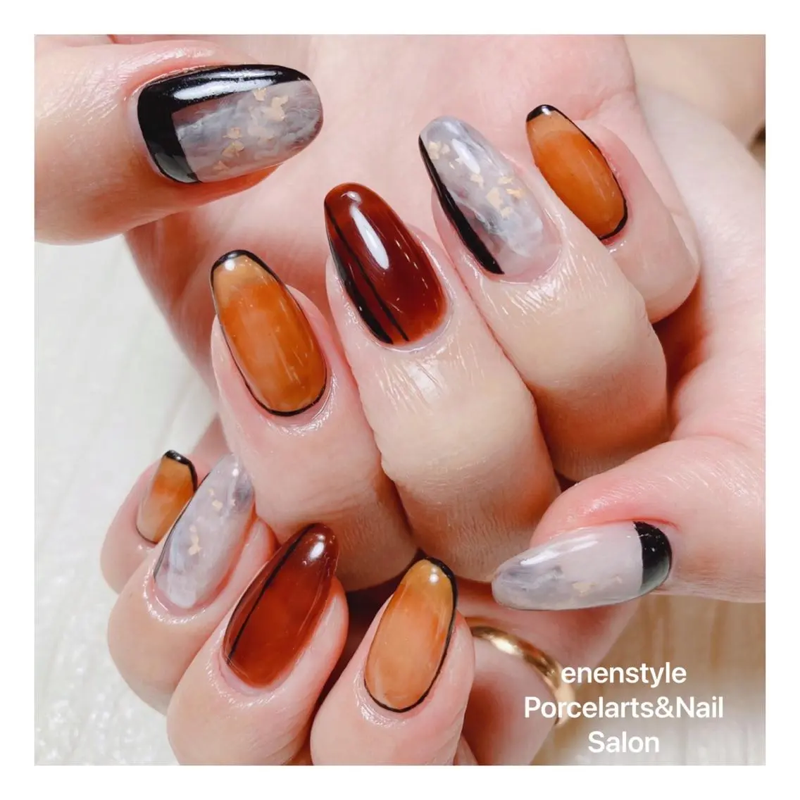 ミディアム ネイル ハンドネイル 🐾enen style 🐾のネイルデザイン