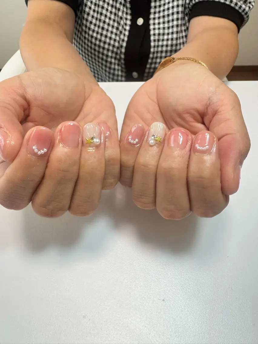 ネイル ゴールド ピンク シンプルネイル moharanail wakanaのネイルデザイン