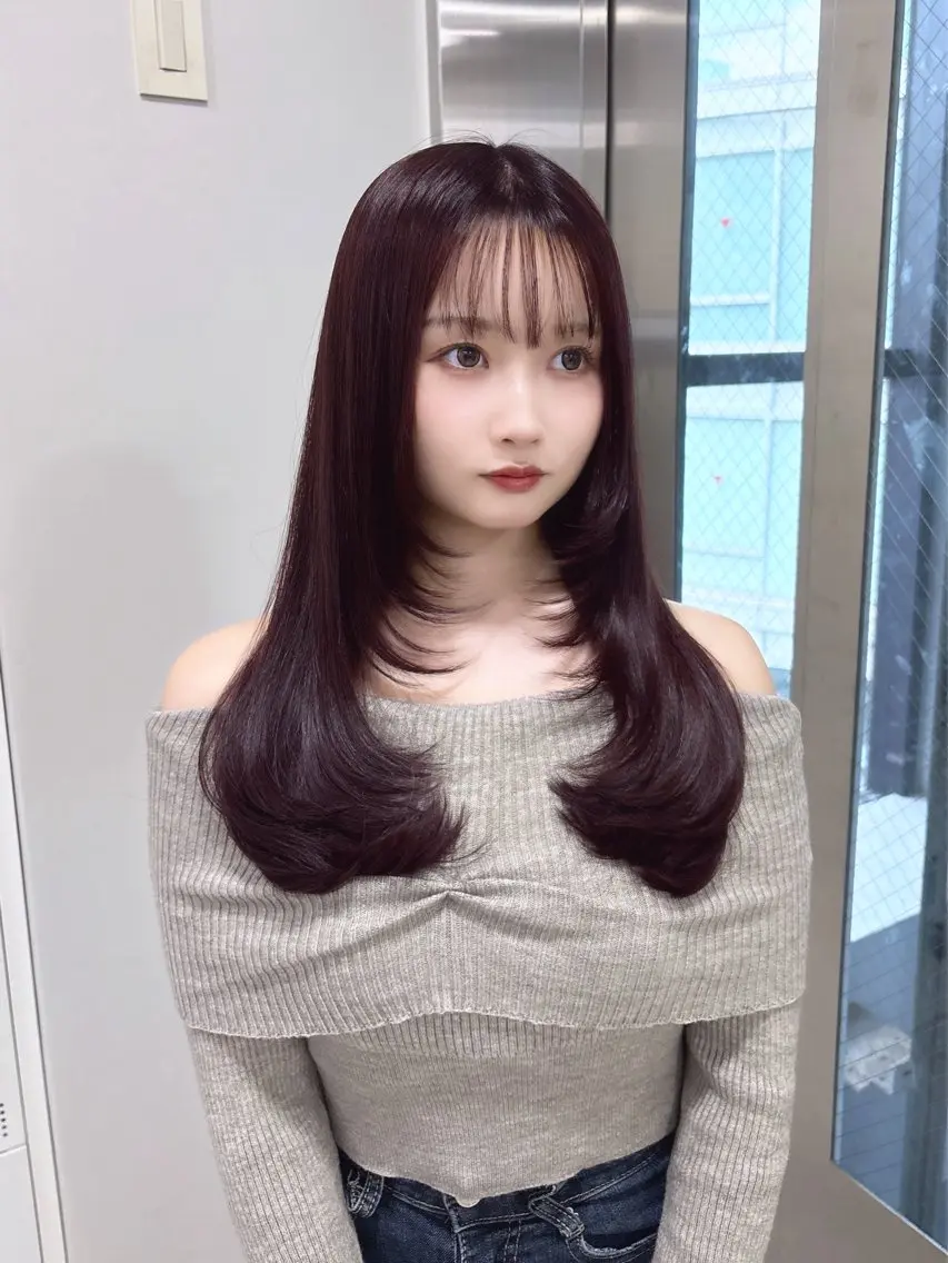 ロング カラー ブラウンカラー ピンクカラー ピンクブラウン レイヤーカット カット ヘアカラー 韓国レイヤー/ 縮毛矯正🎀minaのヘアスタイル
