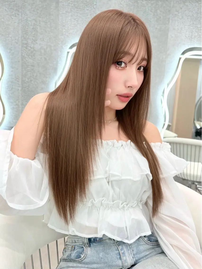 ロング ヘアアレンジ くびれヘア ハッシュカット ハイレイヤー 韓国風ヘア レイヤーカット カット 縮毛矯正 トリートメント ヘアセット ブリーチ毛対応美髪 矯正×レイヤー/二響のヘアスタイル