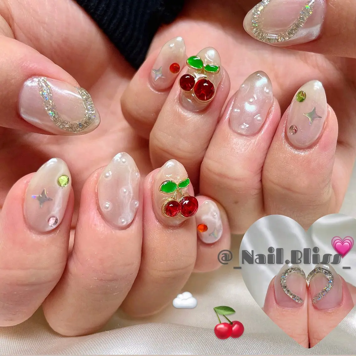 ネイル オーロラネイル ハート ぷっくりネイル ハンドネイル NAIL BLISSのネイルデザイン